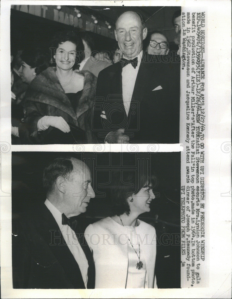 1964 Press Photo Adlai Stevenson Stevenson Lyndon Johnson Actors After the Fall - Historic Images