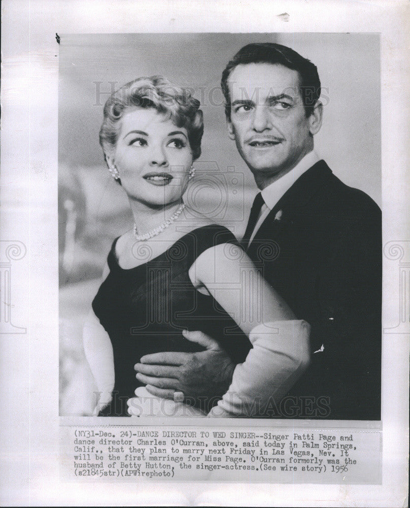 1956 Press Photo Patti Page &amp; Charles O&#39;Curran. - Historic Images