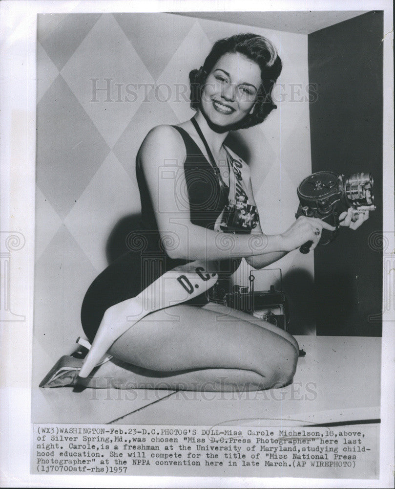 1957 Press Photo Miss Carole Michelson Miss D.C. Press Photographer National - Historic Images