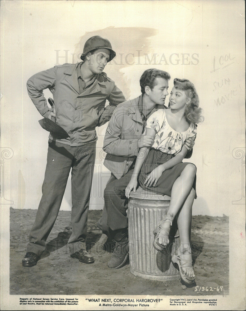 1946 Press Photo What Next Corporal Hargrove Film Keenau Wynn Robert Wacker - Historic Images