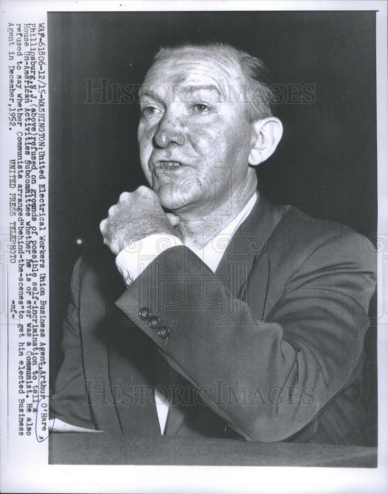 1952 Press Photo Arthur O&#39;Hare Refuses to Tell About Possible Communist Ties - Historic Images