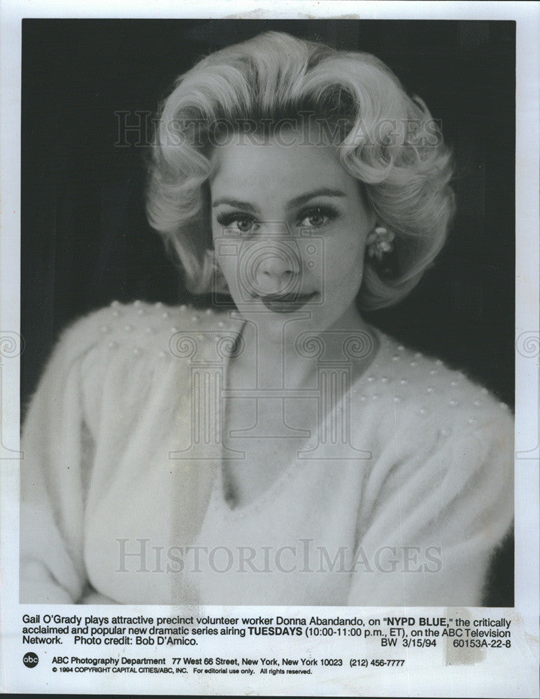 1994 Press Photo NYPD Blue Series Actress Gail O&#39;Grady Character Portrait - Historic Images