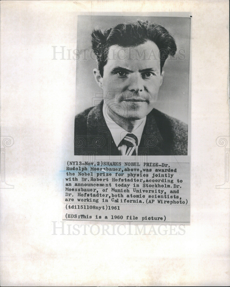 1961 Press Photo Dr Rudolph Moessbauer Nobel Prize Winner Physics Portrait - Historic Images