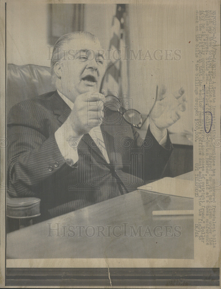 1970 Press Photo of Sen Charles Zollar at medical fraud investigation - Historic Images