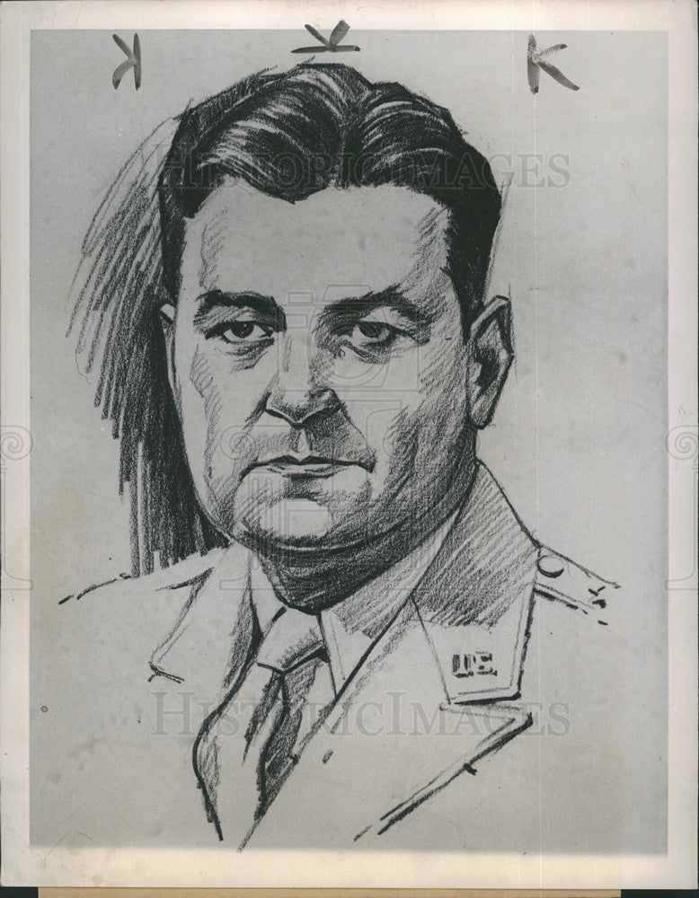 1948 Press Photo of a sketch of Lt. Gen. Curtis E. Le May by artist E. H. Gunder - Historic Images