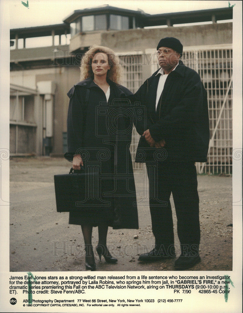 1990 Press Photo Gabriel&#39;s Fire Series Actors James Earl Jones Laila Robins - Historic Images