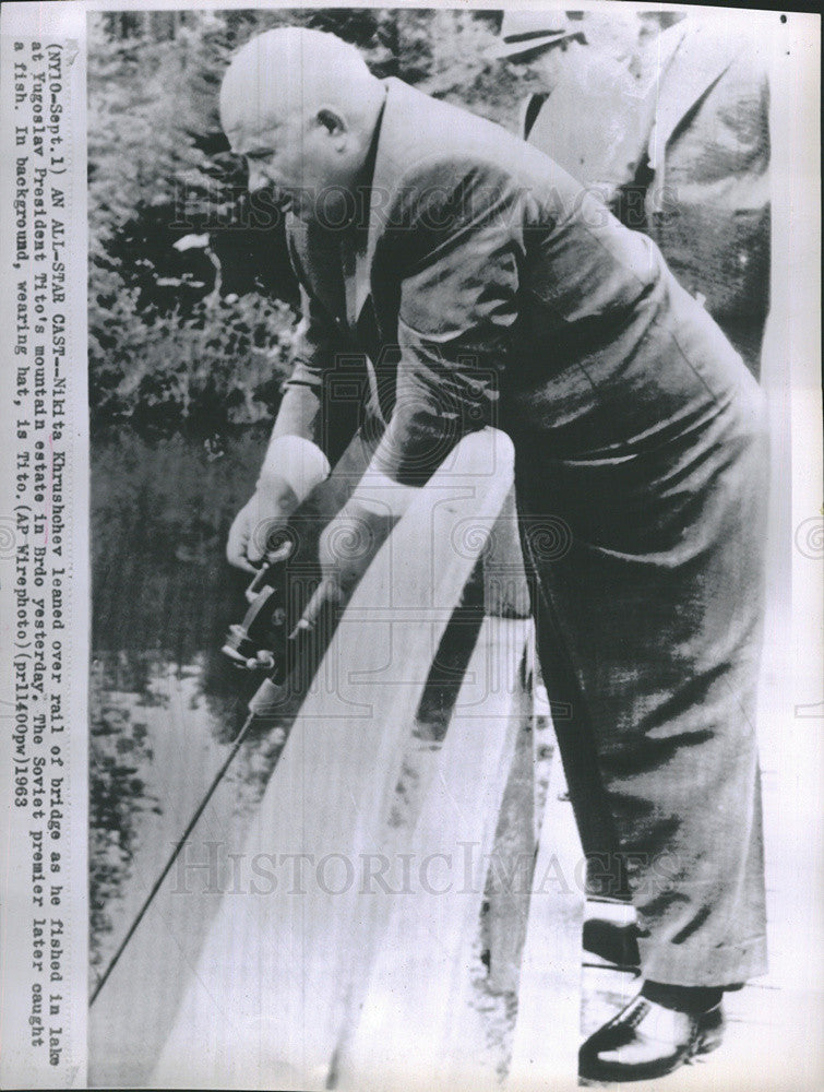 1963 Press Photo Nikita Khrushchev With Marshal Tito in Yugoslovia - Historic Images