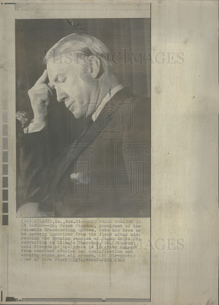 1968 Press Photo Frank Stanton president of CBS - Historic Images