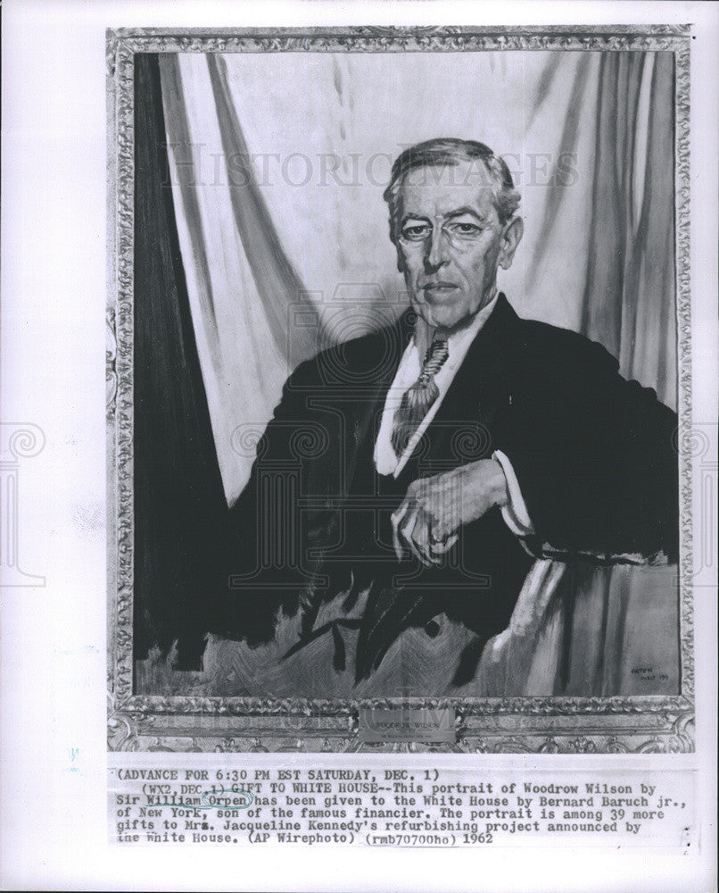 1962 Press Photo portrait Woodrow Wilson Sir William Orpen - Historic Images