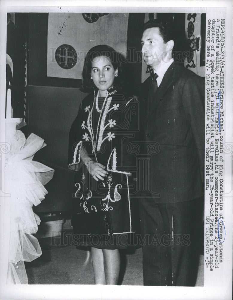 1965 Press Photo Prince Michael attends wedding with fiancee&#39; Marina Karellas. - Historic Images