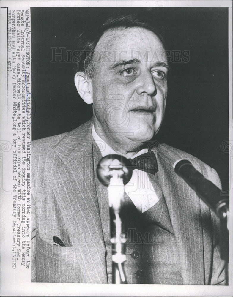 1954 Press Photo Jonathan Mitchell Senate Internl Security Dexter White spy case - Historic Images