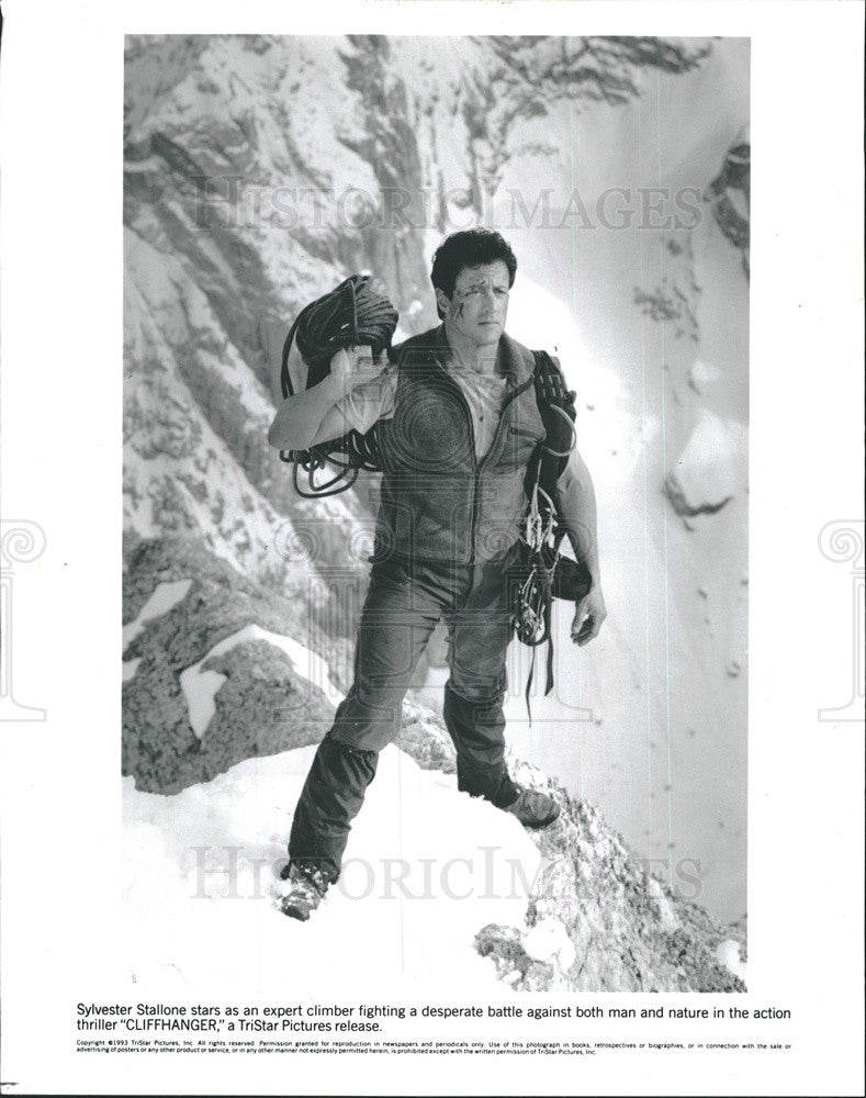 1996 Press Photo Sylvester Stallone Stars in "Cliffhanger" - Historic Images