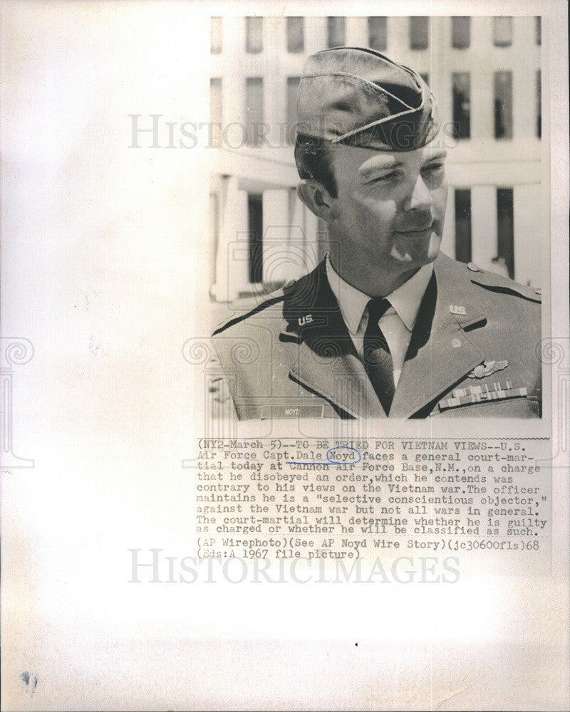 1968 Press Photo US Air Force Capt Dale Noyd trial disobeying an order Vietnam - Historic Images