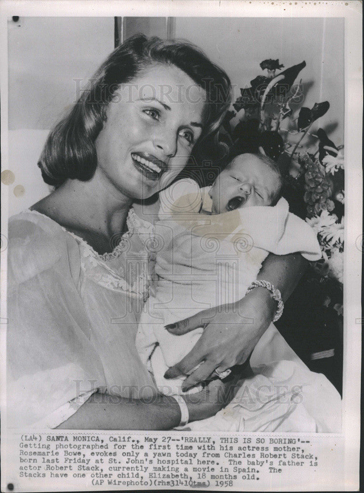1958 Press Photo Rosemarie Bowe Actress Charles Robert Stack Actor Santa Monica - Historic Images