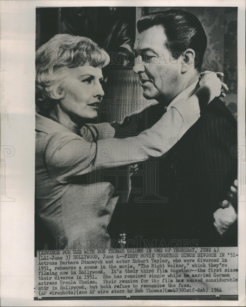 1964 Press Photo Barbara Stanwyck Actress Robert Taylor Actor Night Walker Movie - Historic Images