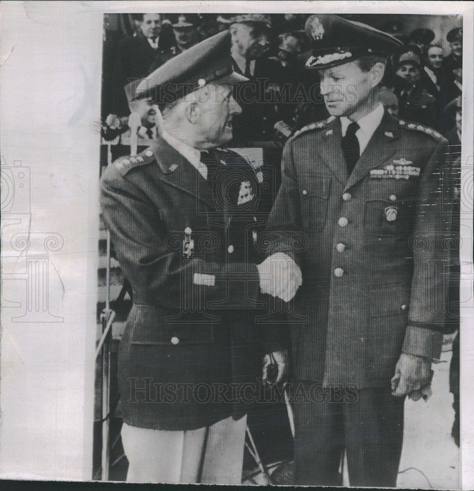 1956 Press Photo Gen. Alfred M. Gruenther &amp; Gen. Lauris Norstad NATO Air Force - Historic Images