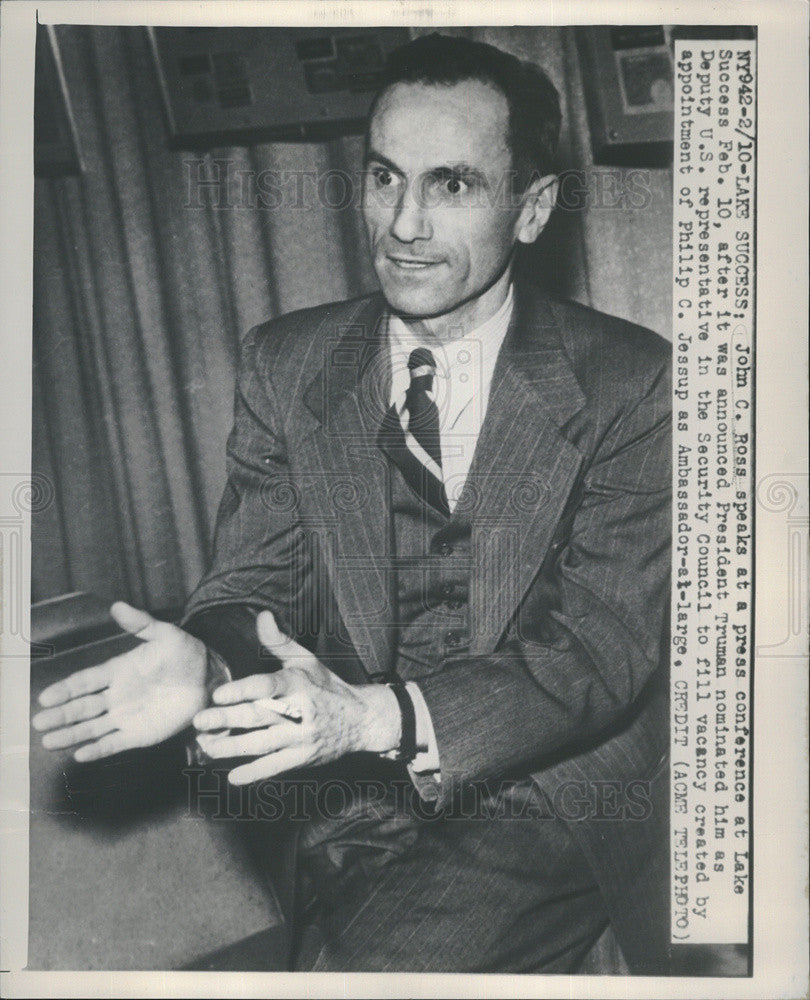 1949 Press Photo John C. Ross Nominated President Truman US Representive Council - Historic Images