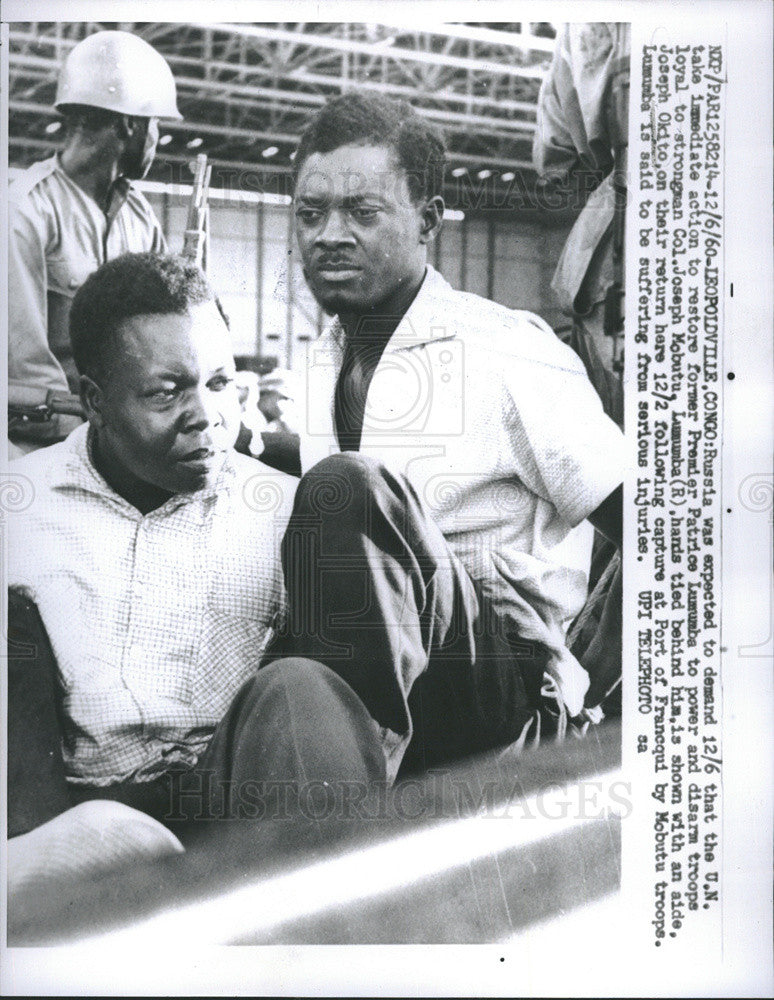 1960 Press Photo Congo Strongman Colonel Joseph Mobutu With Joseph Okito Arrest - Historic Images