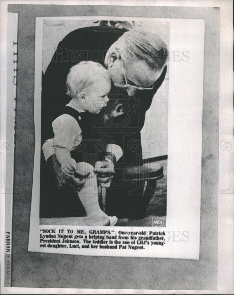 1968 Press Photo Patrick Lyndon Nugent Visits Grandfather President Johnson - Historic Images