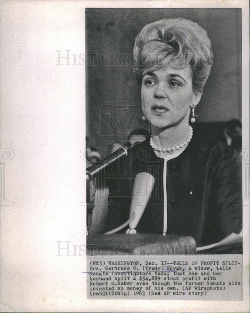 1963 Press Photo Gertrude Novak Testifies to Congress - Historic Images