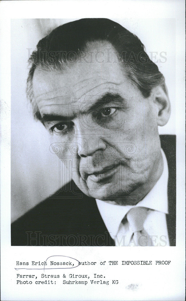 1972 Press Photo Hans Erich Nossack, Author Of &quot;The Impossible Proof&quot; - Historic Images