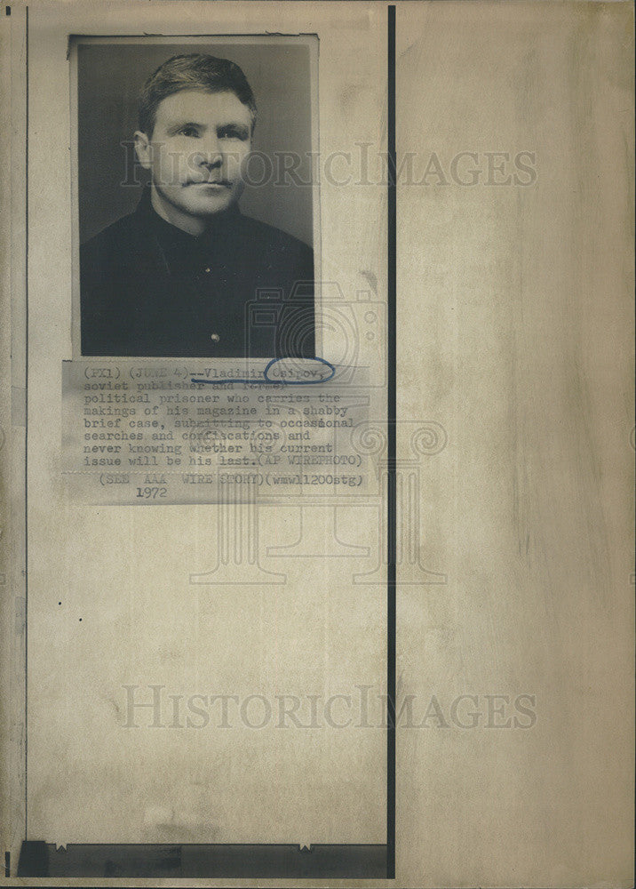 1972 Press Photo Vladinimir Osipov soviet publisher and political prisoner - Historic Images