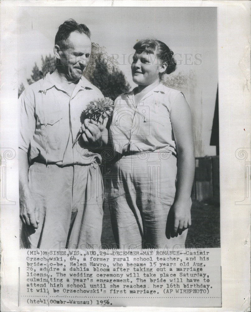 1956 Press Photo Casimer Orzechywski,64, former rural school teacher marry 15 yr - Historic Images