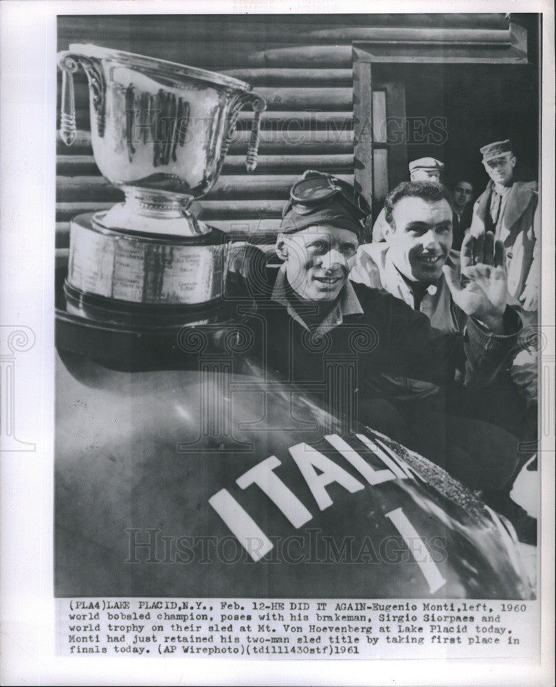 1961 Press Photo Eugenio Monti, bobsled champion, wins first place in finals. - Historic Images