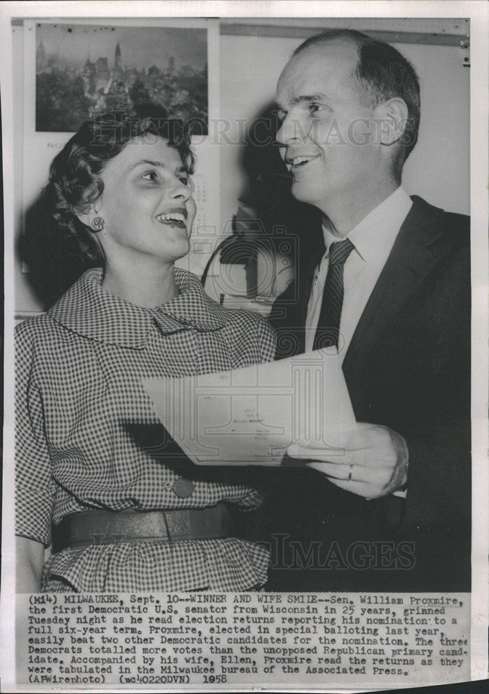 1958 Press Photo Democratic US Senator from Wisconsin William Proxmire ...