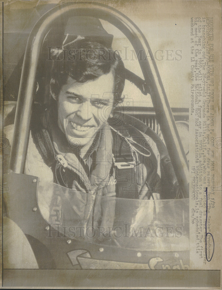 1970 Press Photo Don &quot;The Snake&quot; Prudhomme Dragracing - Historic Images