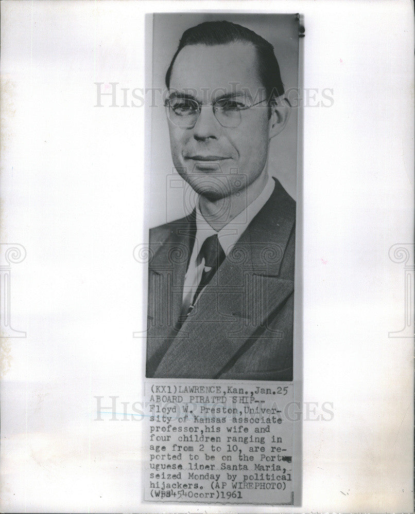 1961 Press Photo Floyd W. Preston University of Kansas Professor - Historic Images