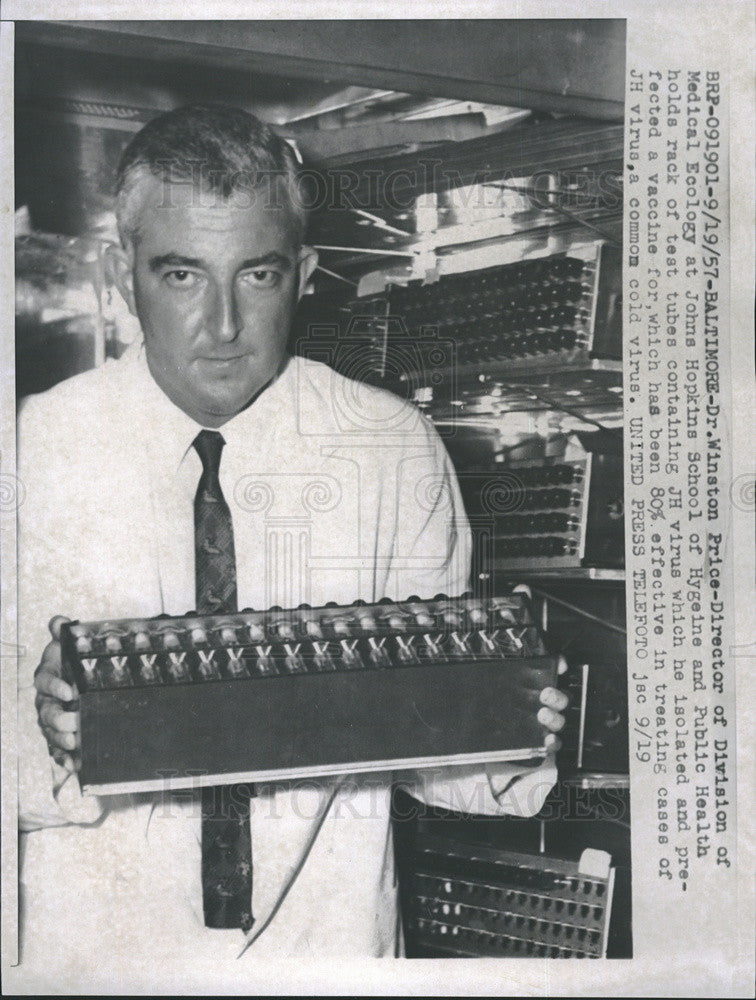 1957 Press Photo John Hopkins Blood Research Director Dr. Winston Price - Historic Images