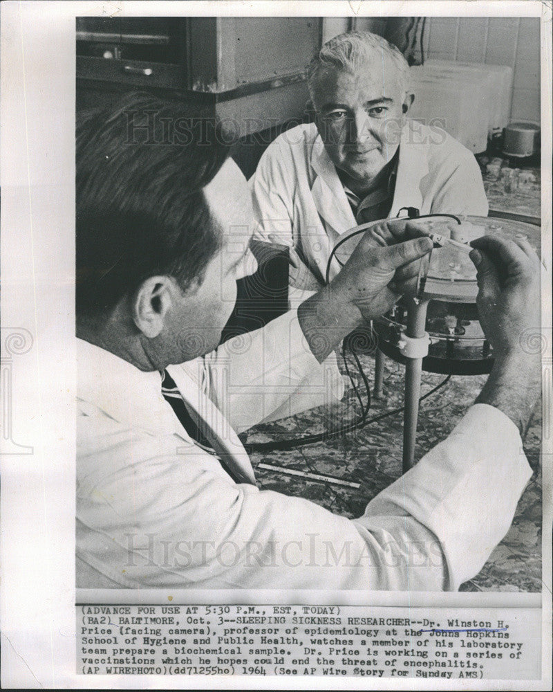 1964 Press Photo John Hopkins Sleeping Sickness Researcher Dr. Winston H. Price - Historic Images