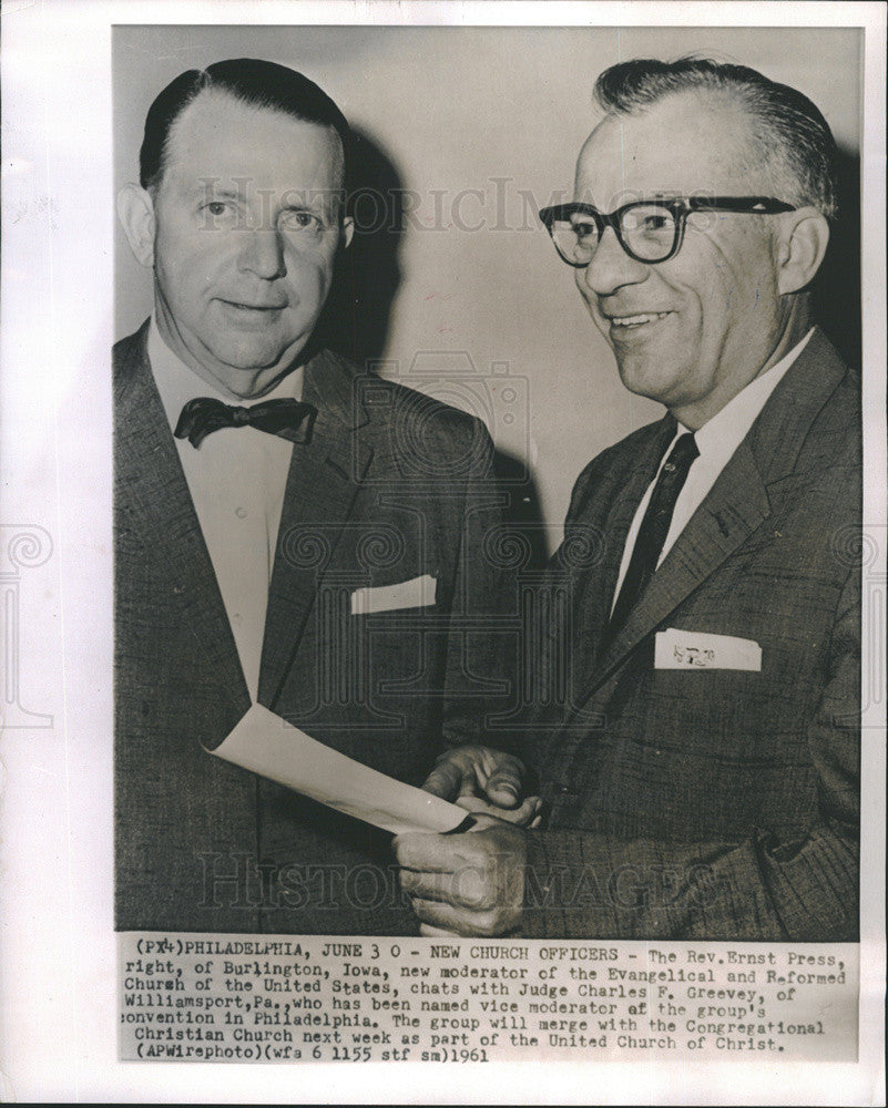 1961 Press Photo Rev Ernst Press Moderator Evangelical &amp; Reformed Church of US - Historic Images