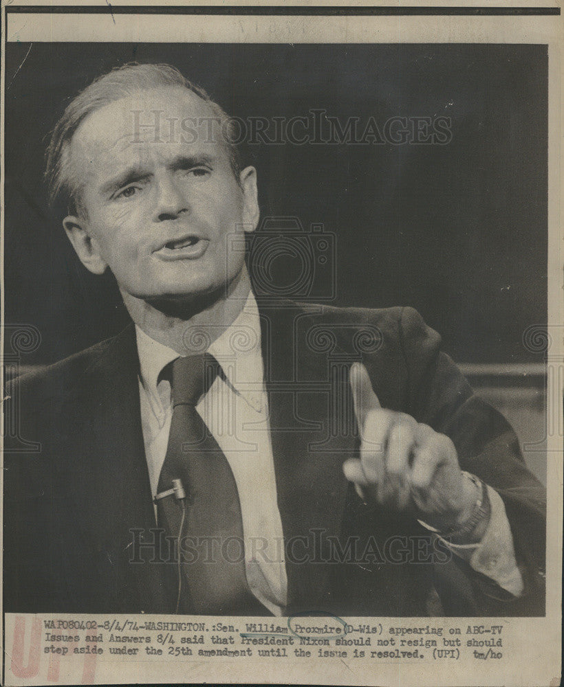 1974 Press Photo Sen William Proxmire Appeared on ABC TV on Issues and Answers - Historic Images