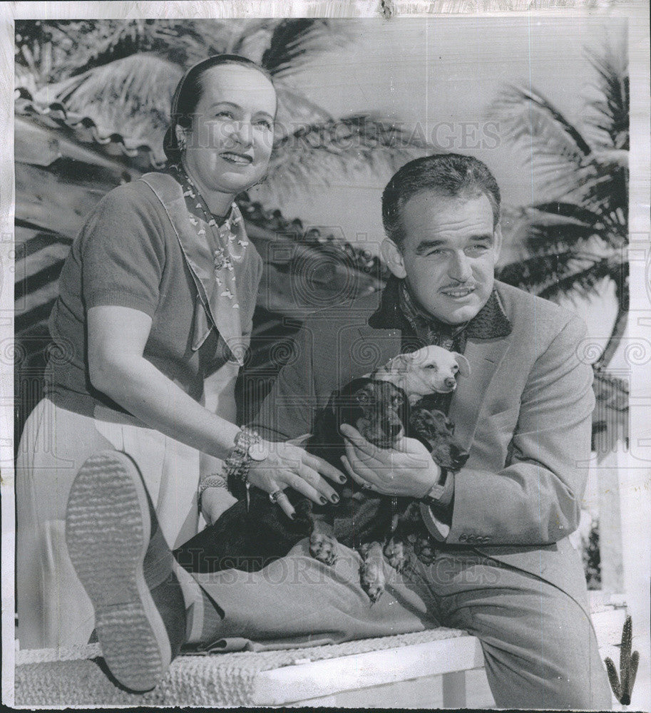 1956 Press Photo Prince Rainier of Monaco and Mrs. Marcel A. Palmaro in Palm Bea - Historic Images