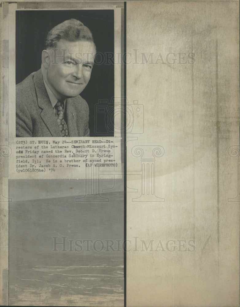 1974 Press Photo Rev. Robert D. Preus, President of Concordia Seminary - Historic Images