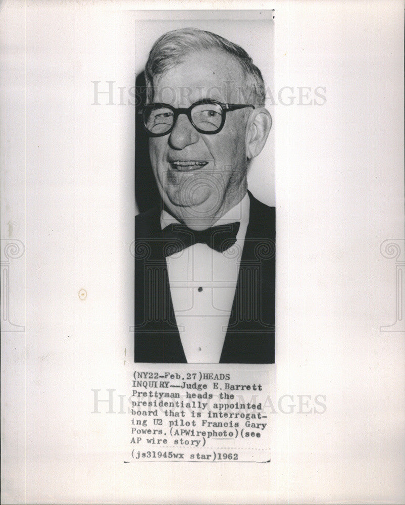 1962 Press Photo Judge E. Barrett Prettyman interrogation U2 pilot Francis Gary - Historic Images