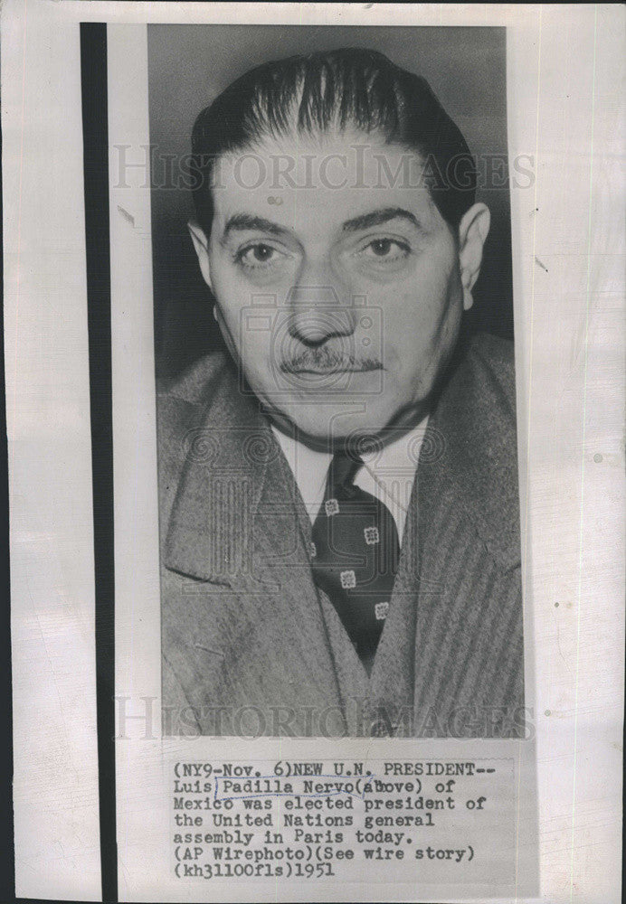 1951 Press Photo President Padilla Nervo Mexico United Nations General Assembly - Historic Images