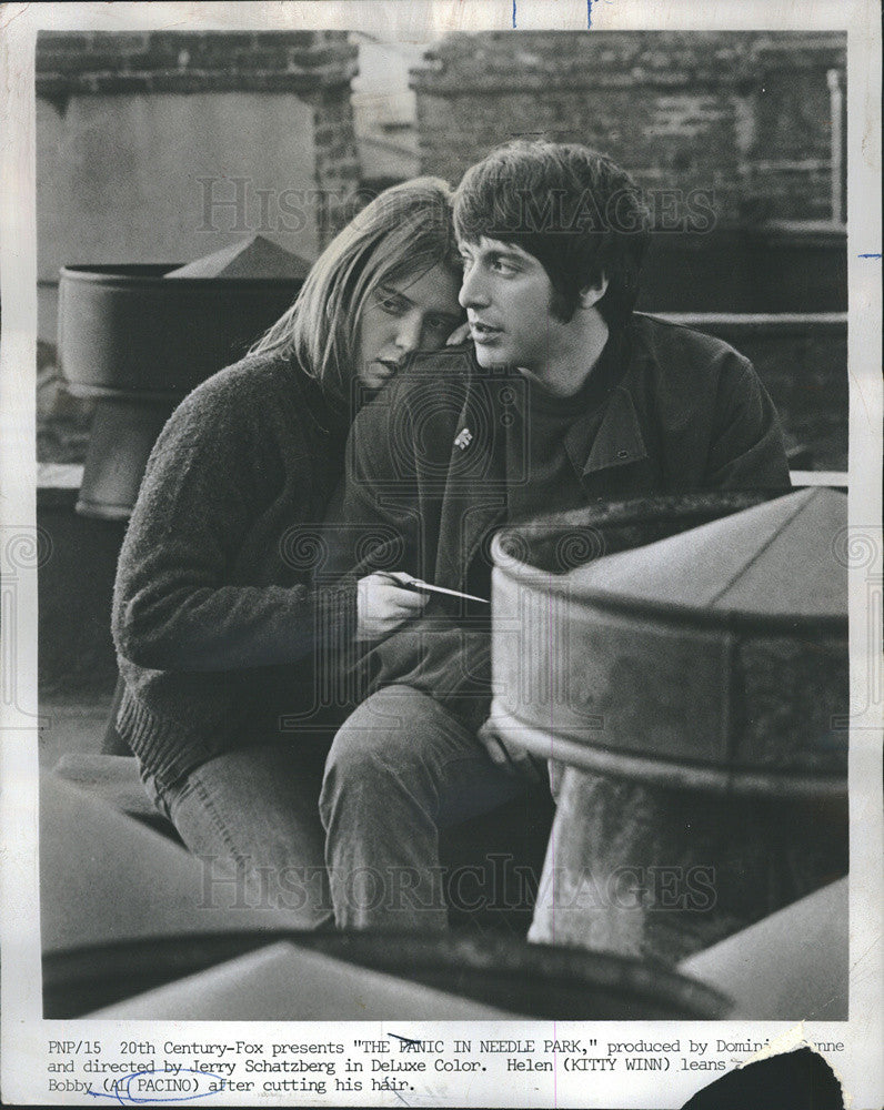 1974 Press Photo Actor Al Pacino and Actress Kitty Winn. - Historic Images