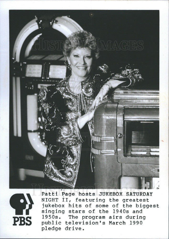 1992 Press Photo Patti Page Singer Jukebox Saturday Night II Host - Historic Images