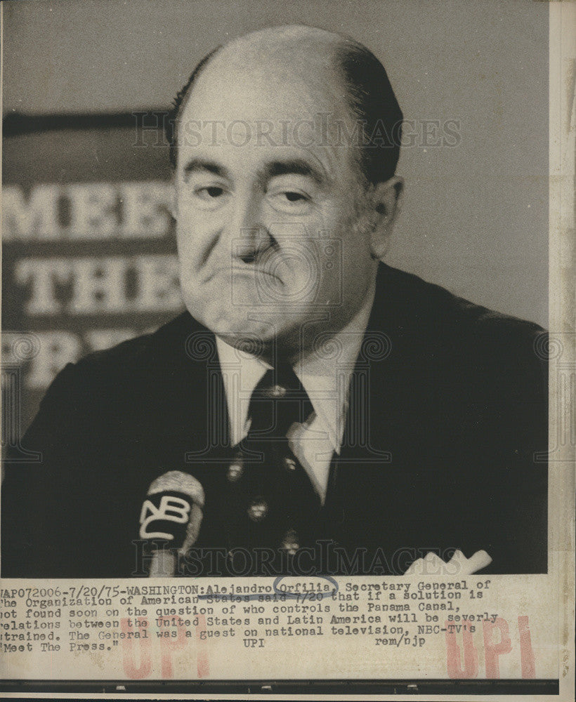 1975 Press Photo Alejandro Orfilia Secretary General Organization American State - Historic Images