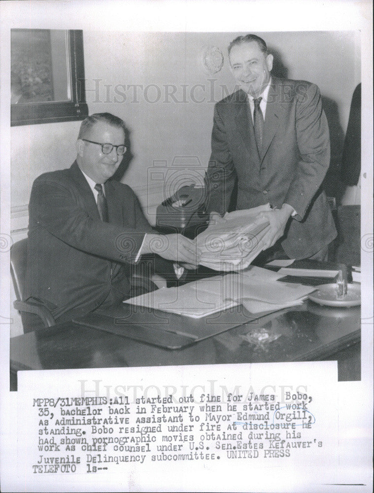 1957 Press Photo Mayor Edmund Orgill With Administrative Assistant James Bobo - Historic Images