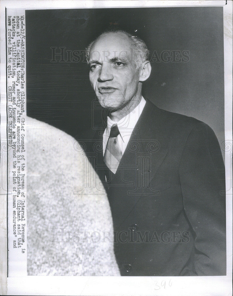 1951 Press Photo Charles Oliphan Chief Counsel Bureau Internal Revenue Resigns - Historic Images