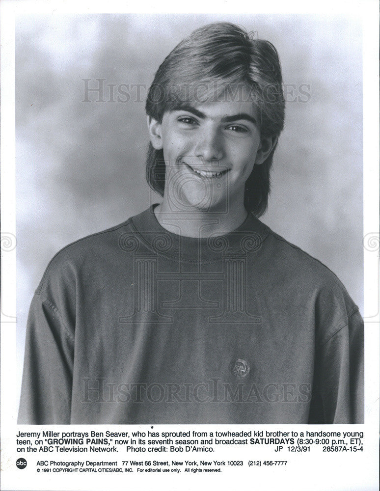 1991 Press Photo Jeremy Miller Growing Pains Television Series - Historic Images