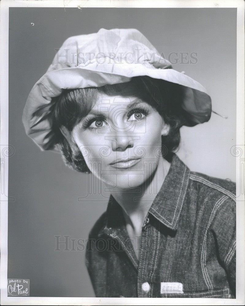 1966 Press Photo Actress Kathy Nolan Portrait Wearing Hat Denim Shirt - Historic Images