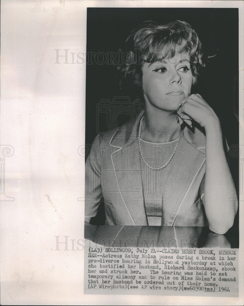 1964 Press Photo Actress Kathy Nolan Pre-Divorce Hearing Hollywood Break - Historic Images