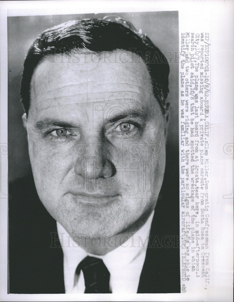 1962 Press Photo Clem Miller Democratic Congressman from California - Historic Images