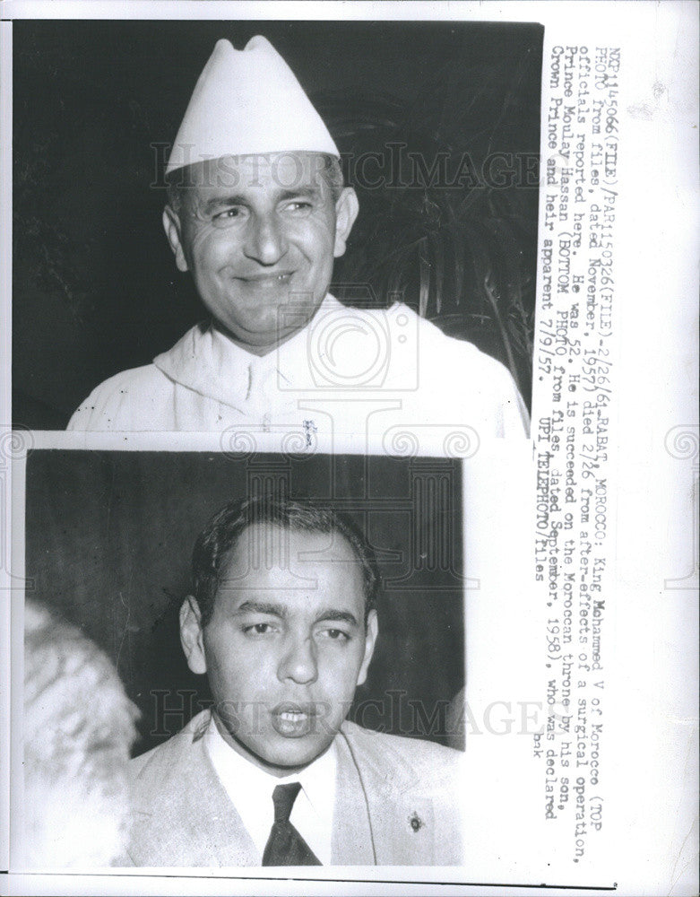 1961 Press Photo King Mohammed V Of Morroco Son Prince Moulay Hassan - Historic Images