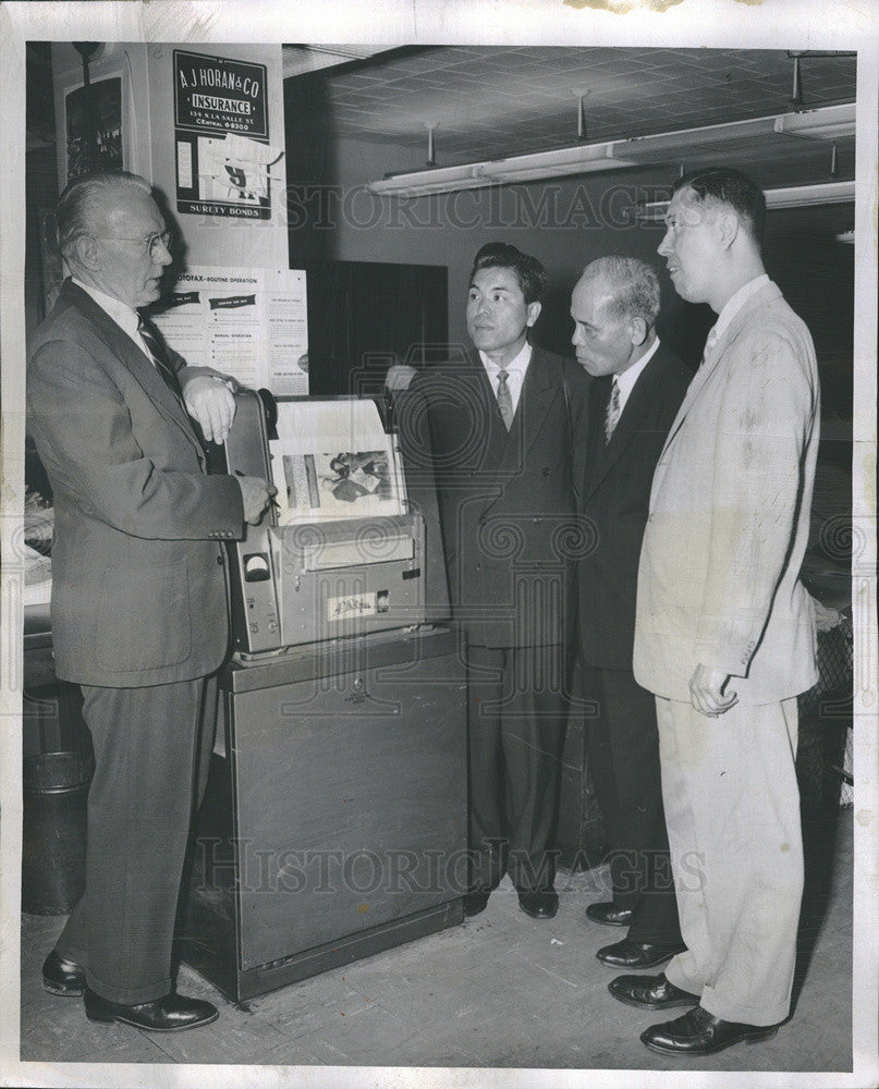 1958 Press Photo Everett Norlander/Editor Chicago Daily News/Photofax Machine - Historic Images